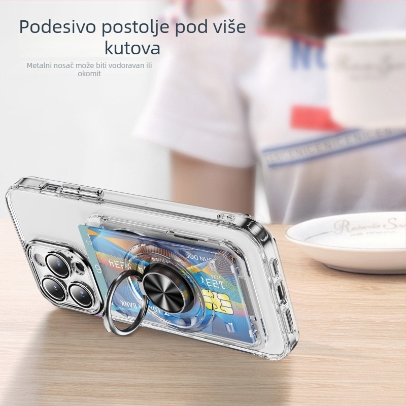 MagSafe-kompatibilna 360° podrška s jakim magnetskim držanjem, prozirna PC futrola s džepom za karticu i prilagodbom logotipa