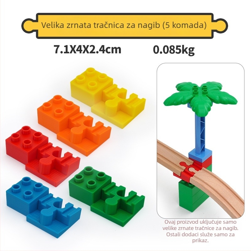 Drveni sustav tračnica za velike blokove — univerzalni konektori i adapteri za dječje građevinske igračke