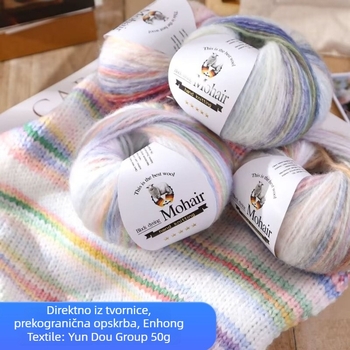 Gradientno obojena mohair pređa za ručno pletenje, fin mohair sa svile