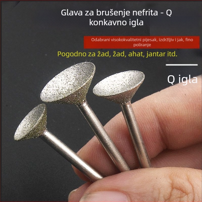 Diamantska udubljena glava za brušenje, električna brusilica, alat za poliranje jade kugle, zaobljavajuća glava s Q iglom