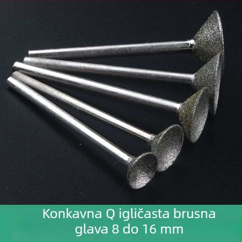 Diamantska udubljena glava za brušenje, električna brusilica, alat za poliranje jade kugle, zaobljavajuća glava s Q iglom
