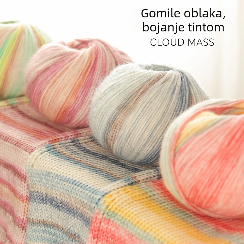 Mohair vuneni konac s gradientnom bojom i oblačnom teksturom, nježan prema koži, za ručno pletenje, DIY džemper-šal sa sedam zvjezdica