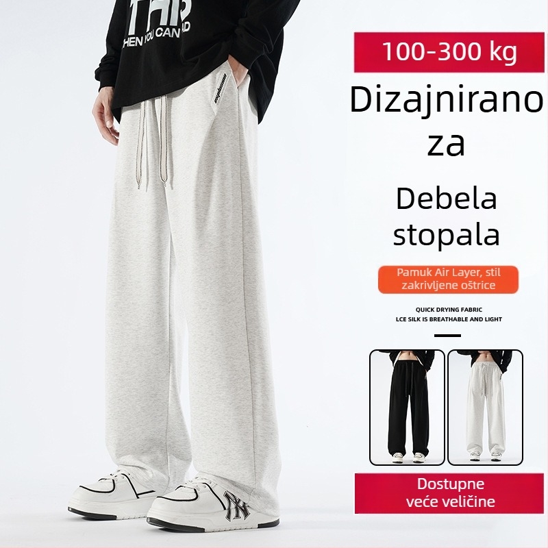 Muške hlače plus veličine s flecom za jesen-zimu, širokih nogavica