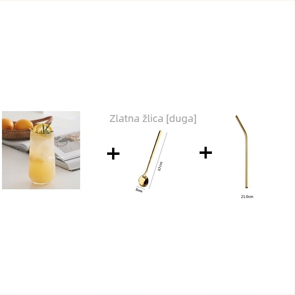 Staklena čaša za napitke u nordijskom stilu, okrugla sa slamkom, otporna na toplinu, pogodna za mojito, gazirana pića, vodu, sok i ledenu kavu