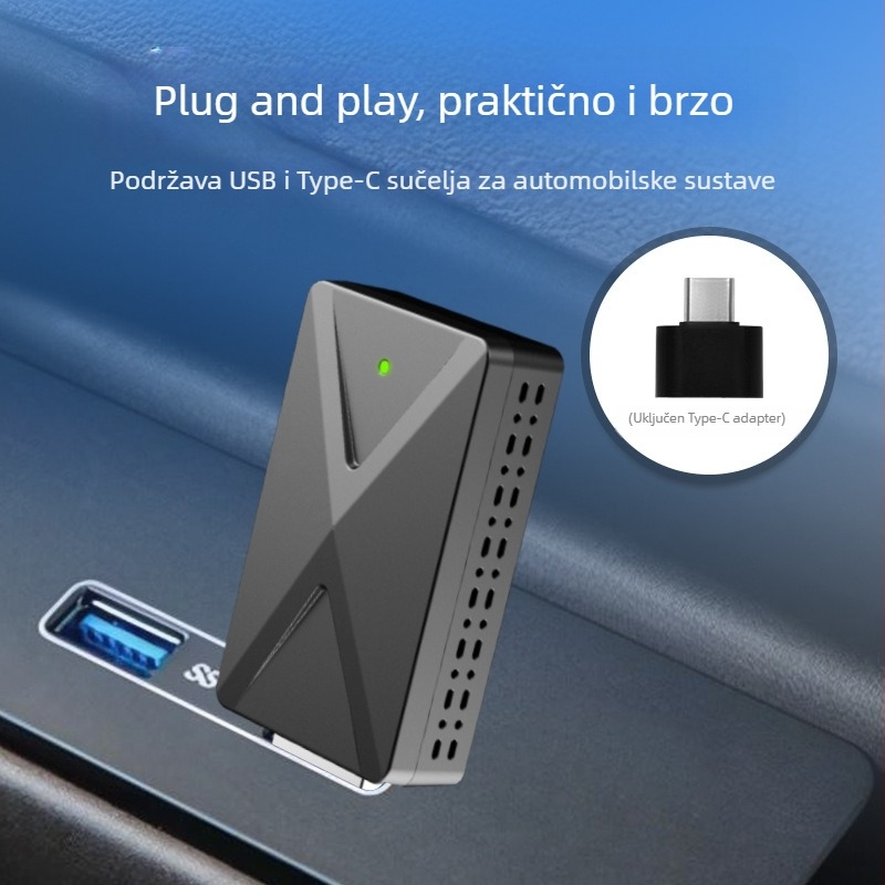 USB CarPlay kutija, žično prebacivanje na bežični CarPlay, dvostruka funkcija, Android zrcalni sustav za automobil