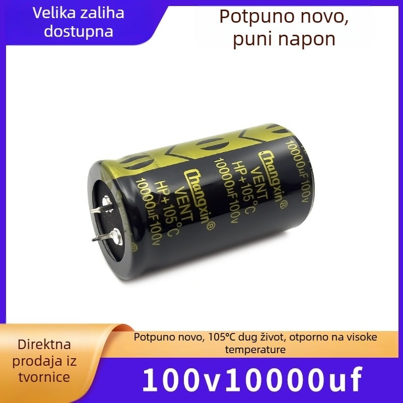 100V 10000 mF dugotrajni elektrolitski kondenzator za pojačalo snage i audio filtr, tip roga, dimenzije 35×60