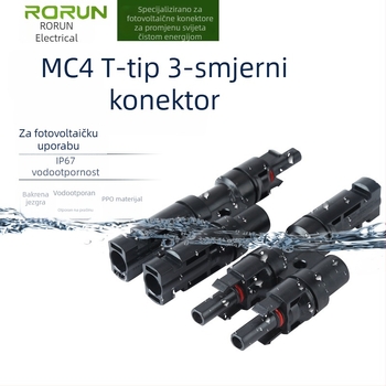 RMC4.0 solarni PV konektor, trodijelni T-tip, 2-u-1 muško-ženski vodootporni adapter