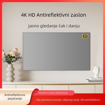 120-inčni sklopivi projekcijski zaslon s anti-refleksijom, visokim dobitkom, za kućnu i hotelsku upotrebu, bez bušenja