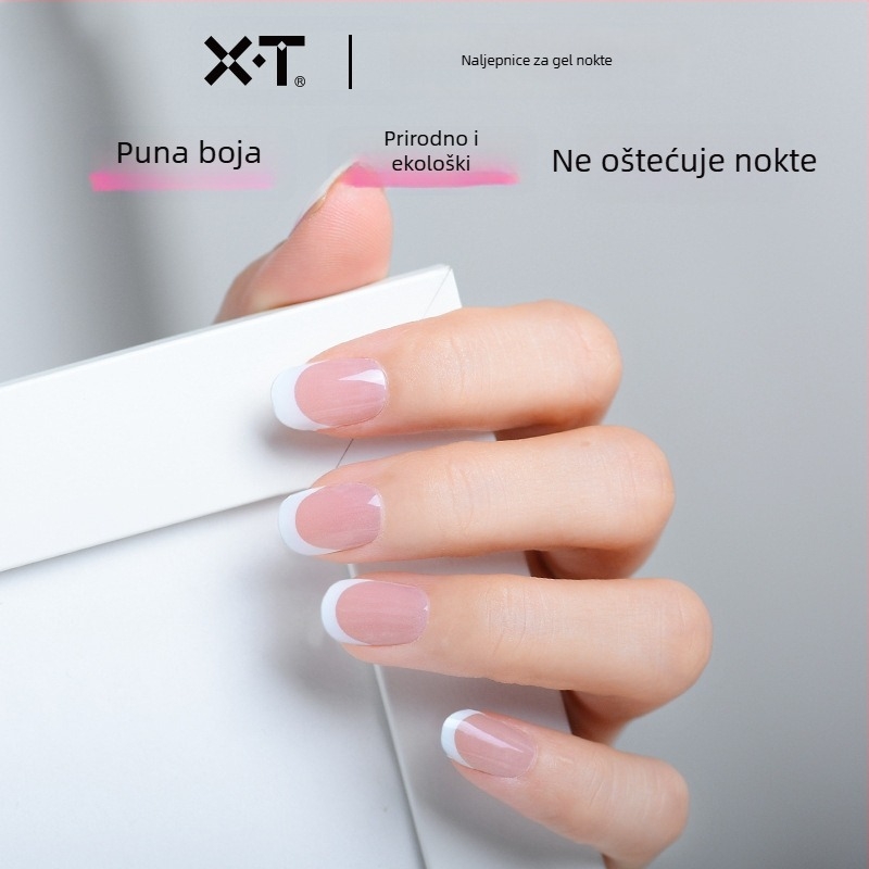 Bijele UV-gel naljepnice za nokte, francuskog stila, polutvrdne, vodootporne, očvršavaju se svjetlom