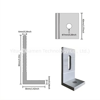Aluminijski L-oblik nosač za montažu solarnih panela, prilagodljiv, fotonaponski rezervni dijelovi, Model 01