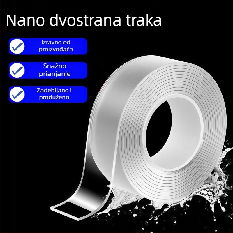 Nano dvostruka ljepiva traka za postavljanje na zid, prozirna, visoka viskoznost, bez ostataka