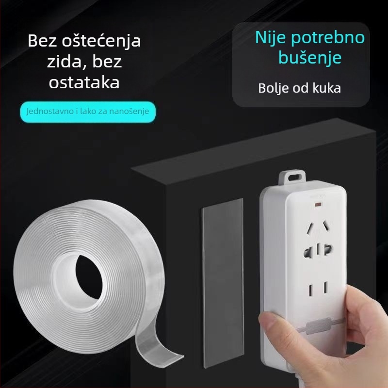 Nano dvostruka ljepiva traka za postavljanje na zid, prozirna, visoka viskoznost, bez ostataka