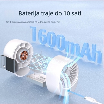 Ažurirani klips ventilator s dugim vijekom trajanja baterije, kompaktni mini ventilator s 360° rotacijom, za pojas, tih