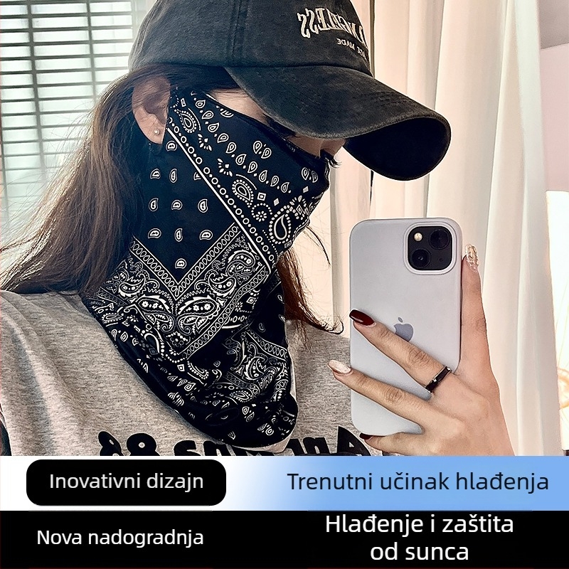 Maska za sunčanje za lice za muškarce i žene, potpuno lice od ledenog satena, zaštita za vrat, maska za ribolov, biciklistički šal, UV zaštita