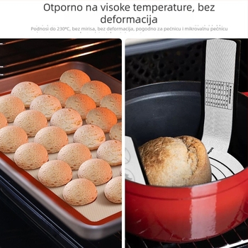 Dejiale Silikon Macaron Mat s Vlaknastim Staklima za Pećnicu, Podloga za Prijenos Kruha s Dvostrukim Ručkama, Podloga za Pečenje Keksa, Nizozemska Pećna Podloga