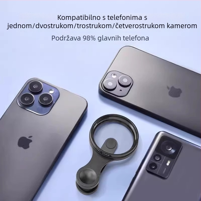 Univerzalni polarizacijski filter za telefon s klipom, uklanja refleksije, HD filter.