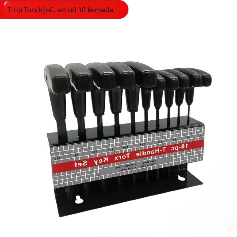 Set od 10 komada: Torx ključevi s T oblike i Torx odvijači s crnim premazom