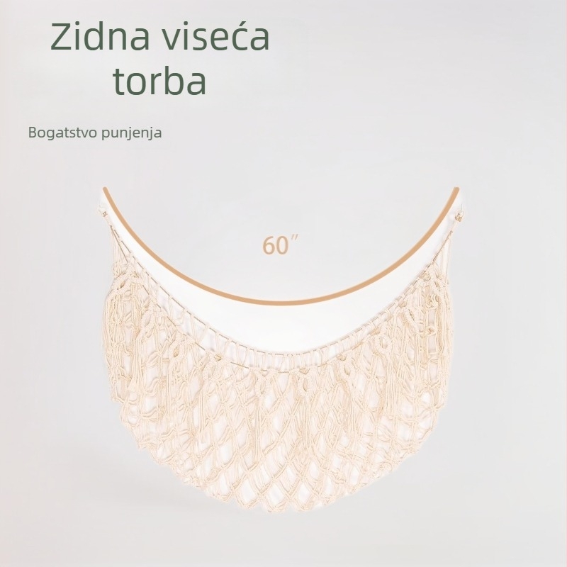 Zidni mrežasti koš za igračke od pamuka s ručno izrađenom čipkom