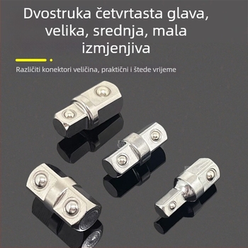 3/8" socket adapter s dvostrukom glavom, vanjskim kvadratnim reduktorom, kliješta i adapterom za udarač