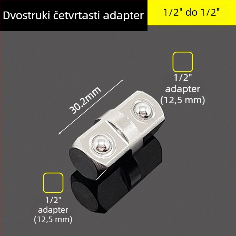 3/8" socket adapter s dvostrukom glavom, vanjskim kvadratnim reduktorom, kliješta i adapterom za udarač