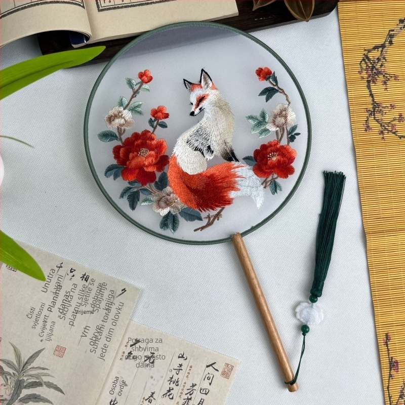 Suzhou svila kružni fan – dvostruko izvezen, kineskog stila, klasični plesni fan