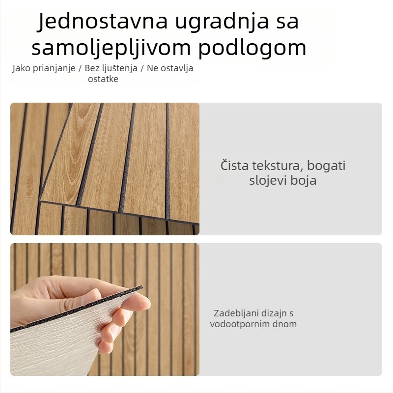 3D zidna naljepnica s drvenom teksturom, imitacija pločica s mrežastim uzorkom, PVC