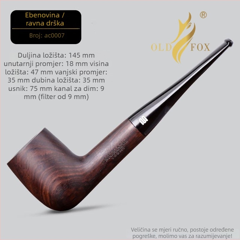 OLDFOX lula od ebanovog drveta s 9 mm filtrom, set za pušenje od masivnog drveta za muškarce