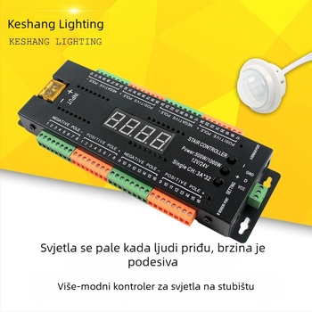 LED svjetlo za stepenice 12-24V s efektom tekuće vode, 2-u-1 senzor koraka i upravljač