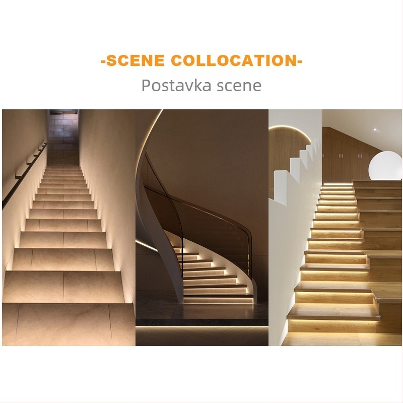 LED svjetlo za stepenice 12-24V s efektom tekuće vode, 2-u-1 senzor koraka i upravljač