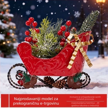 Željezna božićna ukrasna sanjka – automobil