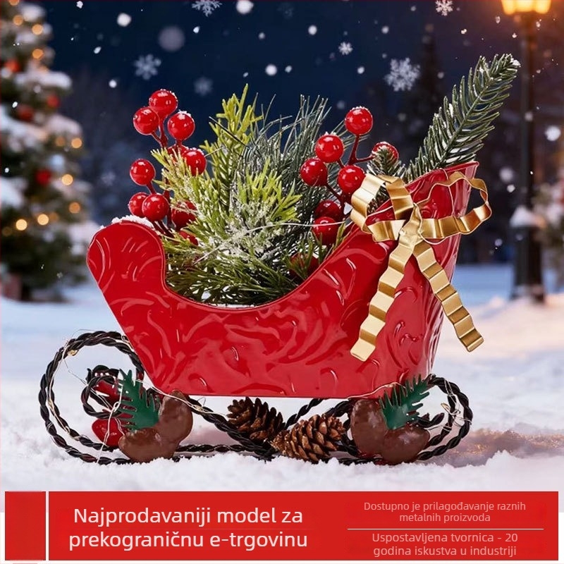Željezna božićna ukrasna sanjka – automobil