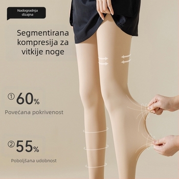 Ženske kolgotke s nude efektom za jesen/zimu, podstavljene fleeceom, debele, vizualno izdužuju noge