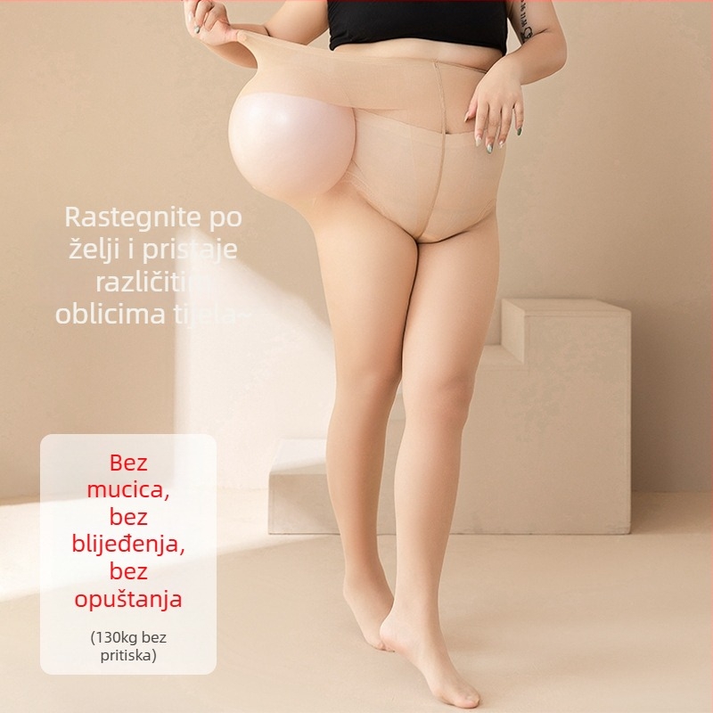 Plus-size pantyhose za žene, zaštita od zapetljavanja, ljetne tanke, dugačke, crno-nude boje