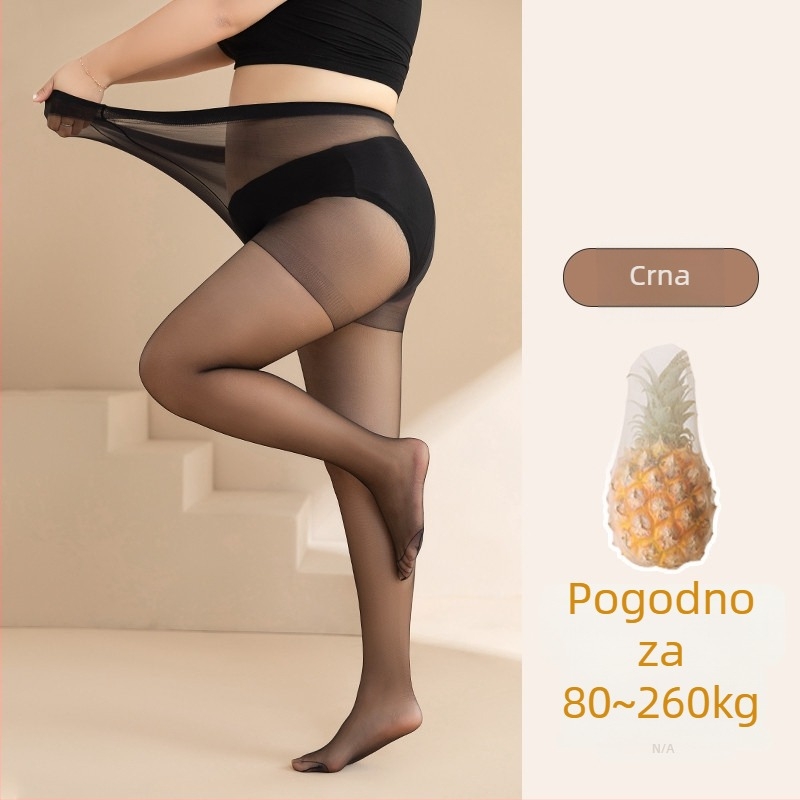 Plus-size pantyhose za žene, zaštita od zapetljavanja, ljetne tanke, dugačke, crno-nude boje