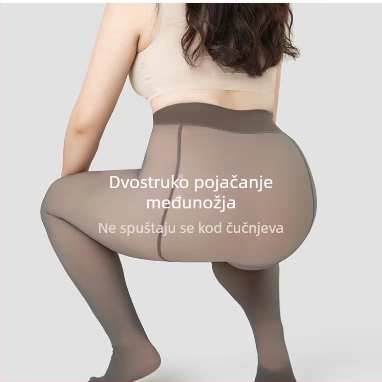 Plus veličine stjuardesa sive prozirne tajice za jesen-zimu, crne čarape
