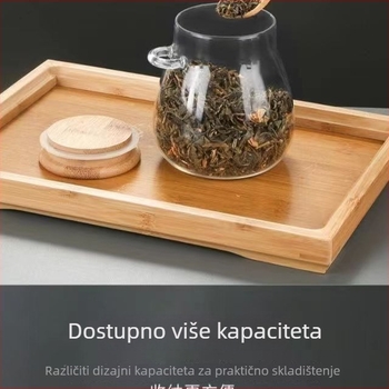Staklena posuda za čaj sa žličicom, posuda za aromatični čaj, kućna mala posuda za čuvanje čaja, hermetična posuda za čaj i žitarice, 350 ml