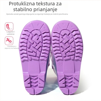 Dječje čizme za kišu - princes stil, visokokvalitetne, prozirne s duhovitim bojama, do gležnja, protuklizne, vodonepropusne