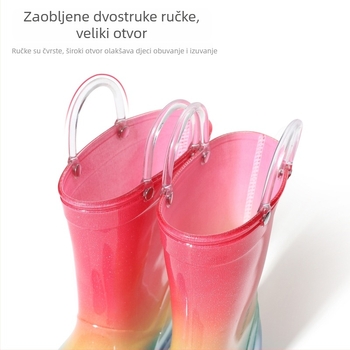 Dječje čizme za kišu - princes stil, visokokvalitetne, prozirne s duhovitim bojama, do gležnja, protuklizne, vodonepropusne