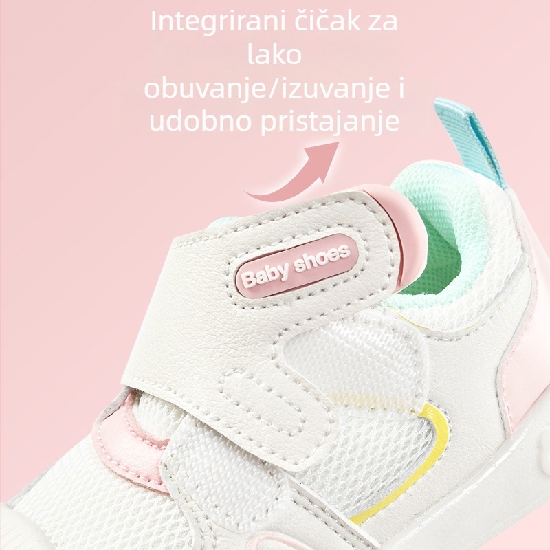 Prozračne tenisice za bebe i malu djecu, mekani nesklizavajući potplat, mrežasti gornji dio, nizak profil, sladak crtani uzorak, 0–3 godine