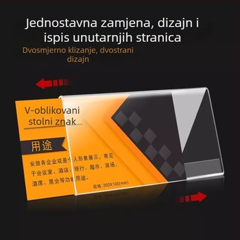 Akrilni držač imena s V-oblikom, trokutasti stalak za konferencije, stolni prikaz