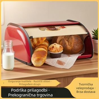Kovinska kutija za kruh s kliznim poklopcem, kapaciteta 10-20 L, prašini otporna, za dnevni boravak ili studentski dom, dizajn s šarenim panelima