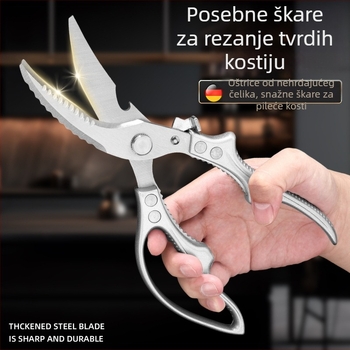 Kuhinjske škarice, 4 mm, čvrste za rezanje kostiju pilića, pataka i gusaka; oštre i višefunkcionalne