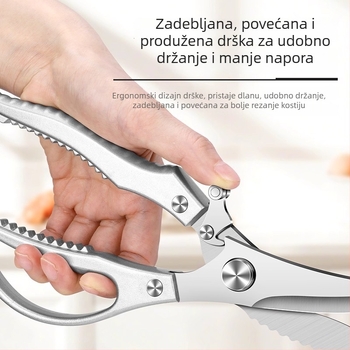Kuhinjske škarice, 4 mm, čvrste za rezanje kostiju pilića, pataka i gusaka; oštre i višefunkcionalne