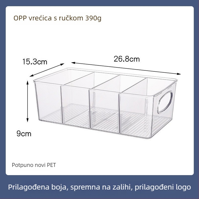 Prozirna stolna kutija za pohranu s poklopcem za vrećice čaja i kavu, otporna na prašinu, s pregradama