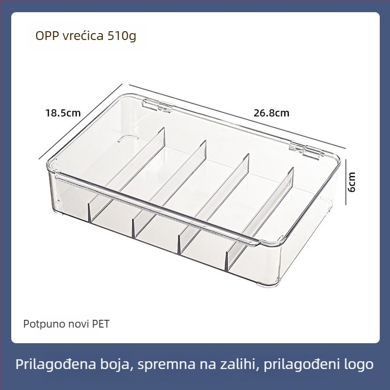 Prozirna stolna kutija za pohranu s poklopcem za vrećice čaja i kavu, otporna na prašinu, s pregradama