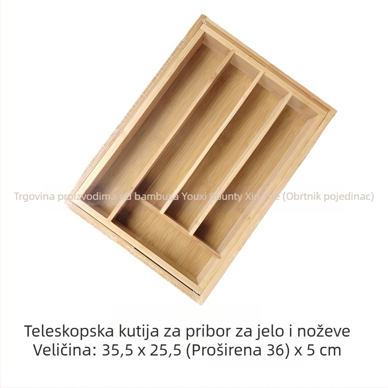 Bambusni organizator kuhinjske ladice s teleskopskim dijelom za pribor