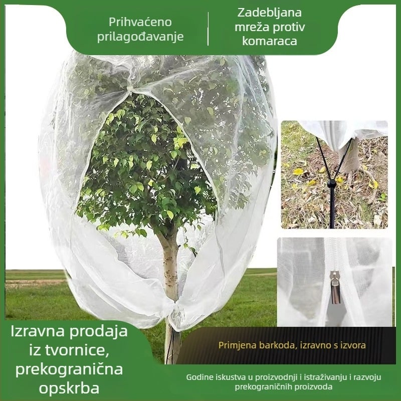 Mreža protiv insekata s vezicom i zatvaračem za plastenike, voće i vrt