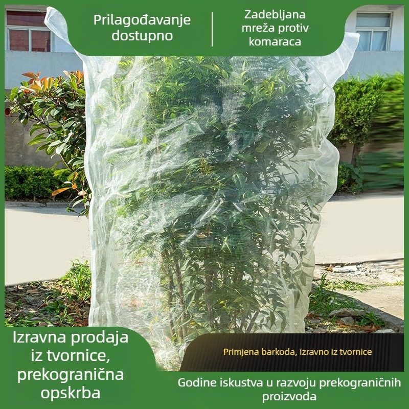 Mreža protiv insekata s vezicom i zatvaračem za plastenike, voće i vrt