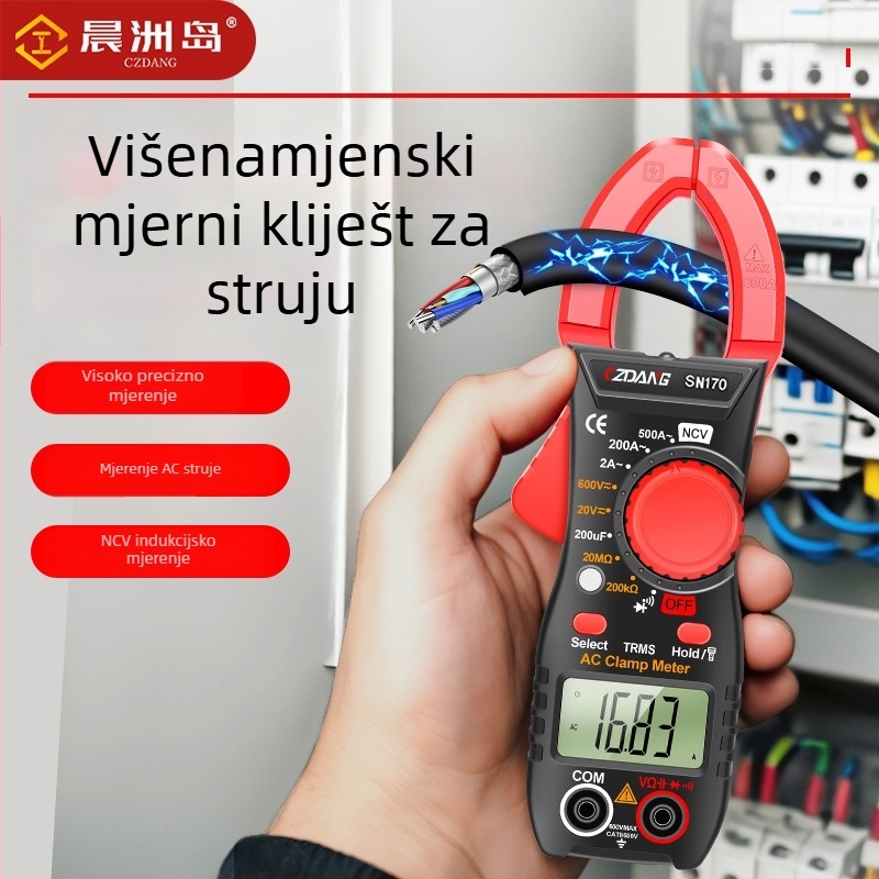 Czdang Visoko precizan prenosni klampski ampermetar za elektrikare, višenamjenski digitalni zaslon