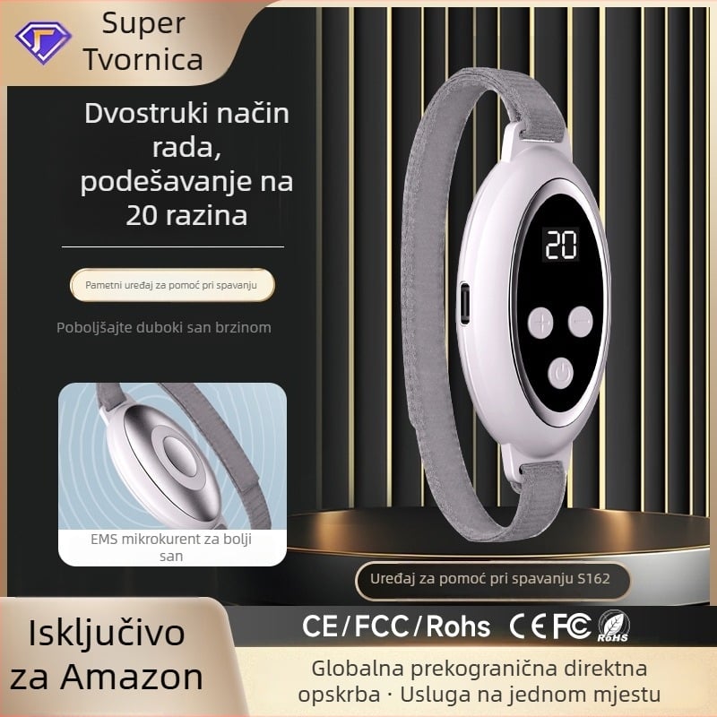 Magitech prijenosno ručno uređaj za san s EMS pulsom, bijelim šumom, tajmingom i glazbom — digitalni zaslon, ugrađena baterija